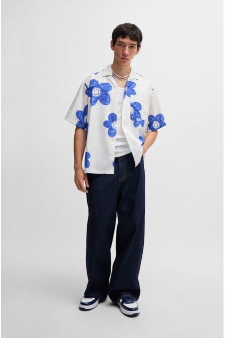 CAMISA RELAXED FIT EN POPELÍN DE ALGODÓN ESTAMPADO CAMISA RELAXED FIT HOMBRE