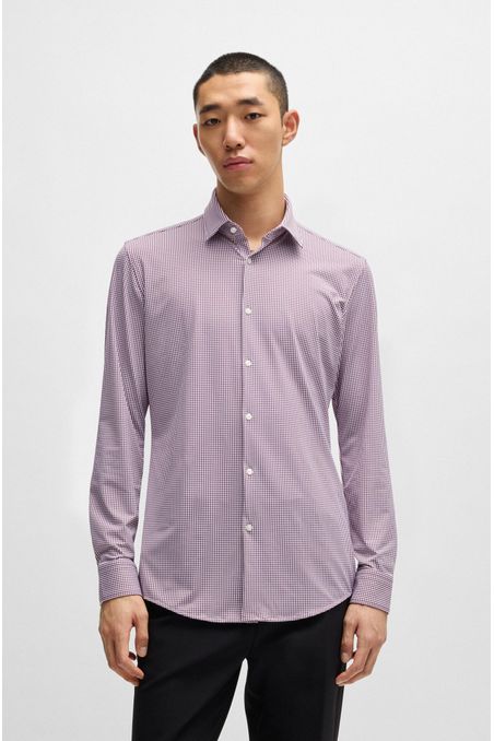 CAMISA SLIM FIT ESTAMPADA EN PUNTO TÉCNICO CON ELÁSTICO HOMBRE