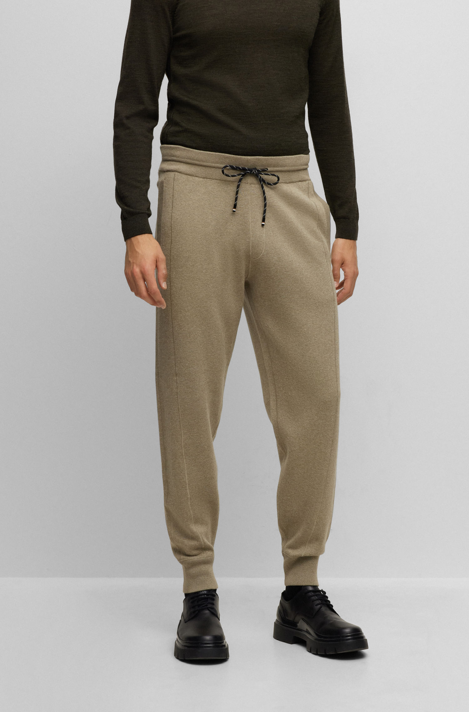 PANTALONES DE BUZO REGULAR FIT EN ALGODÓN Y LANA HOMBRE