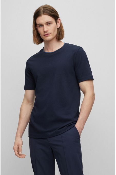 POLERA SLIM FIT DE ALGODÓN CON CUELLO DOBLE HOMBRE