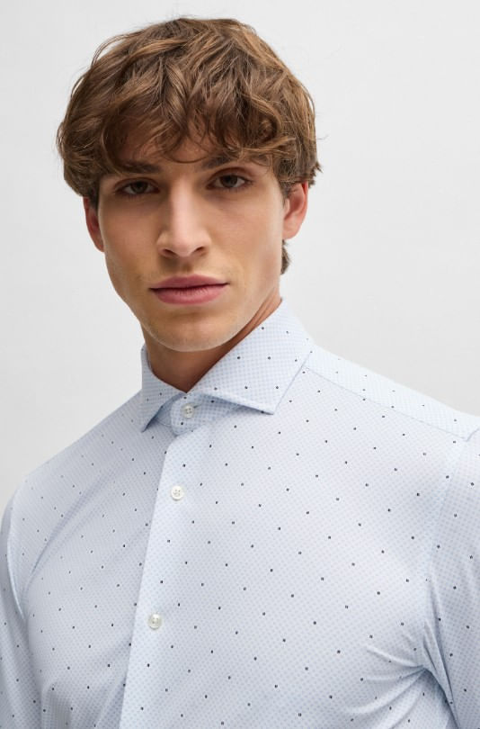 CAMISA SLIM FIT DE TEJIDO ELÁSTICO ESTAMPADO HOMBRE