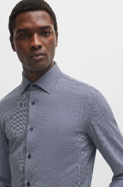 CAMISA SLIM FIT EN MATERIAL ELÁSTICO ESTAMPADO HOMBRE