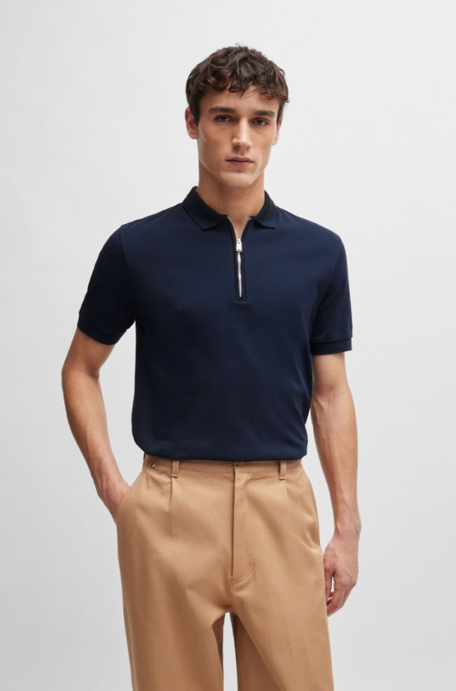 POLO SLIM FIT DE ALGODÓN MERCERIZADO CON CUELLO CON CREMALLERA HOMBRE