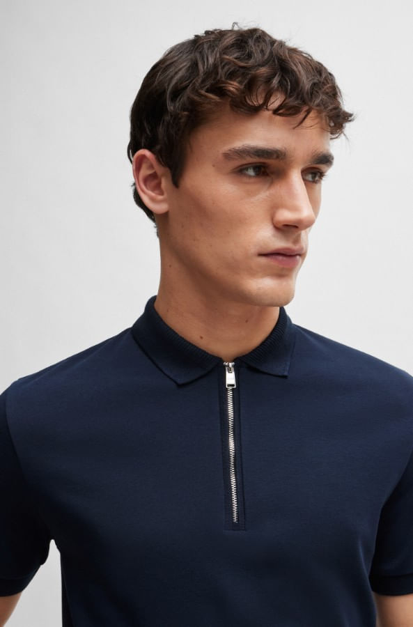 POLO SLIM FIT DE ALGODÓN MERCERIZADO CON CUELLO CON CREMALLERA HOMBRE
