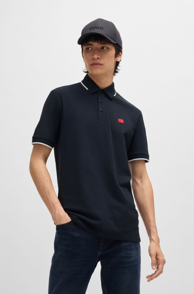 POLO SLIM FIT DE PIQUÉ DE ALGODÓN CON ETIQUETA CON LOGO HOMBRE