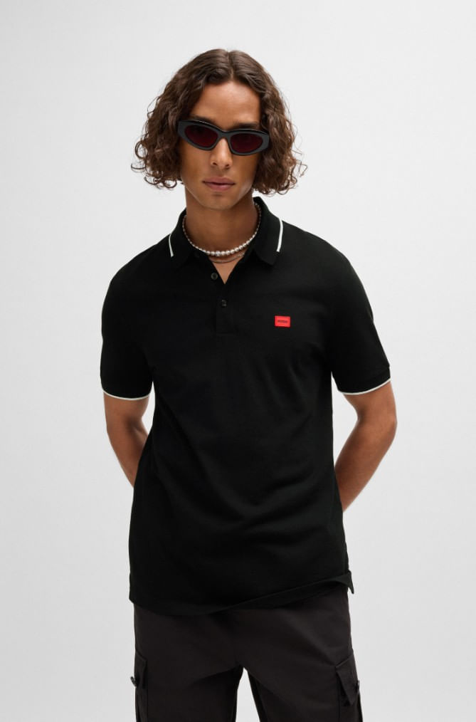 POLO SLIM FIT DE PIQUÉ DE ALGODÓN CON ETIQUETA CON LOGO HOMBRE