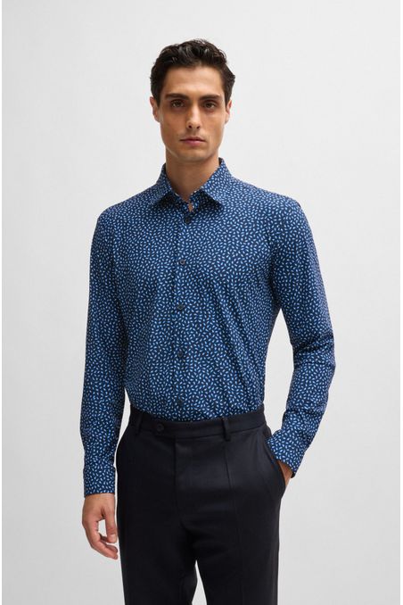 CAMISA SLIM FIT EN PUNTO TÉCNICO ELÁSTICO ESTAMPADO HOMBRE