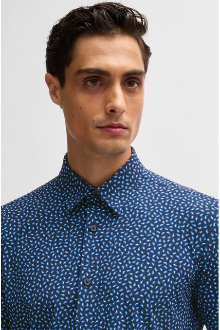 CAMISA SLIM FIT EN PUNTO TÉCNICO ELÁSTICO ESTAMPADO HOMBRE