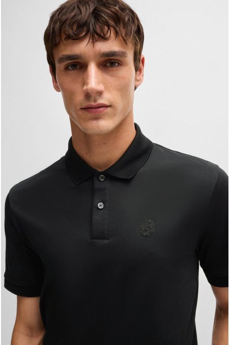 POLO REGULAR FIT DE ALGODÓN MERCERIZADO CON MONOGRAMA DOUBLE B HOMBRE