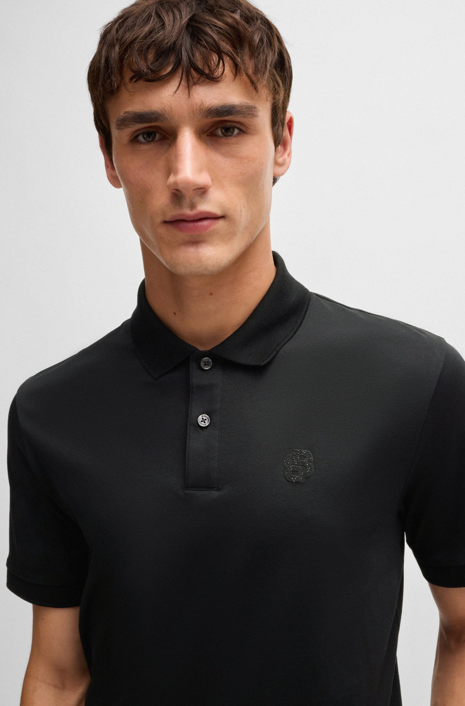 POLO REGULAR FIT DE ALGODÓN MERCERIZADO CON MONOGRAMA DOUBLE B HOMBRE