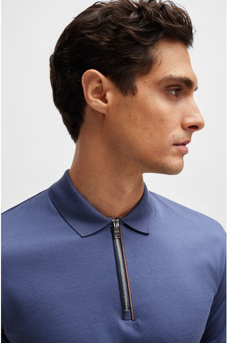 POLO SLIM FIT DE ALGODÓN MERCERIZADO CON TAPETA DE CREMALLERA HOMBRE