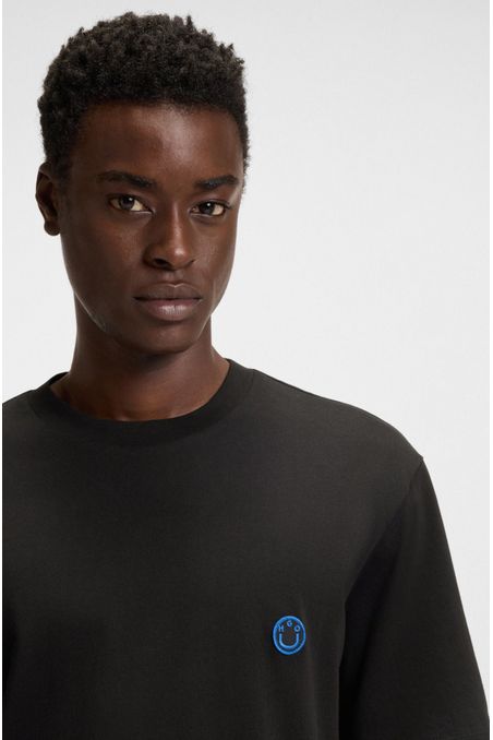 POLERA DE PUNTO DE ALGODÓN CON LOGO HAPPY HUGO PLAYERA REGULAR FIT HOMBRE