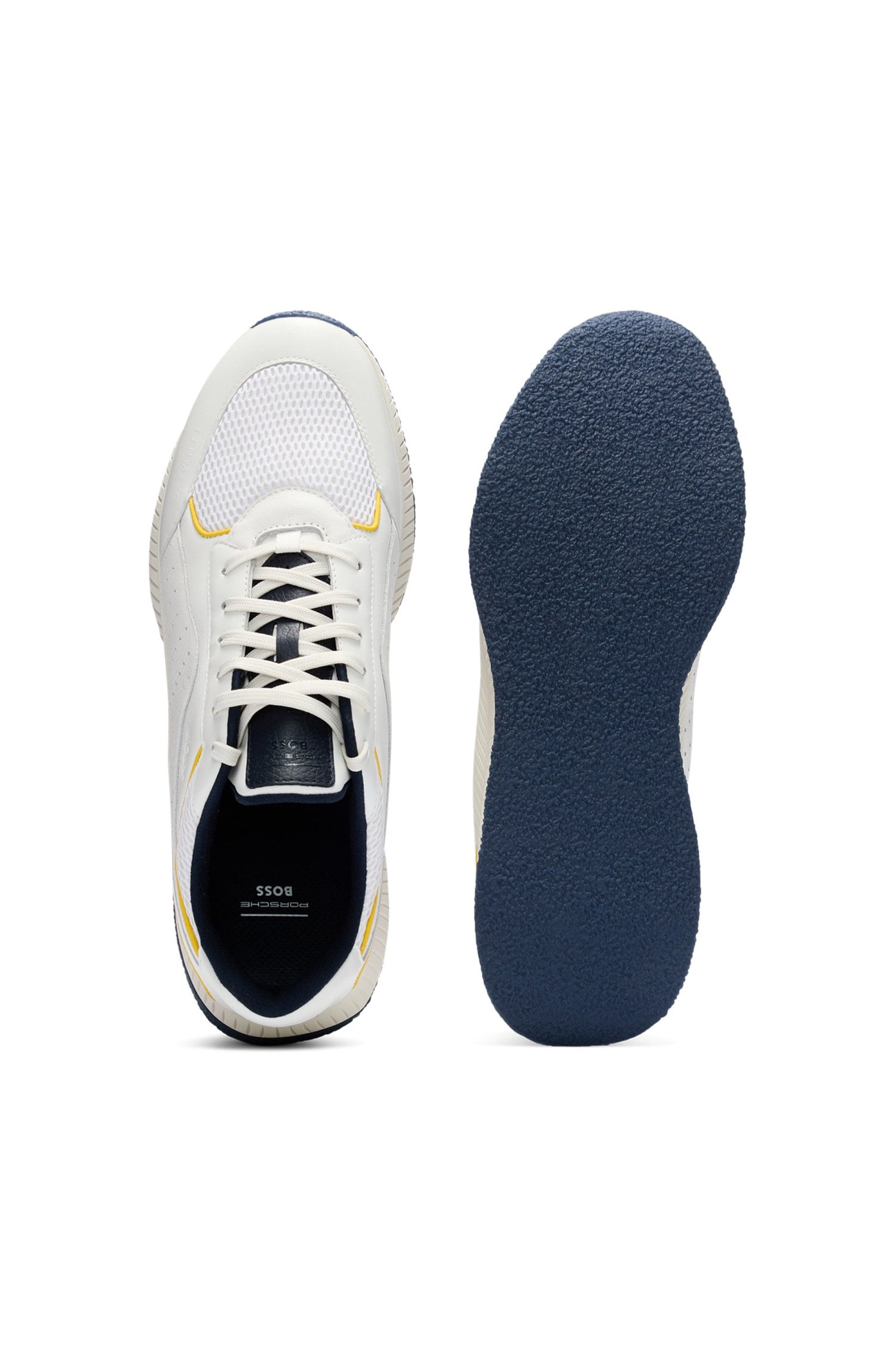 DEPORTIVAS PORSCHE X BOSS DE PIEL CALADA CON SUELA ESTRIADA TENIS HOMBRE