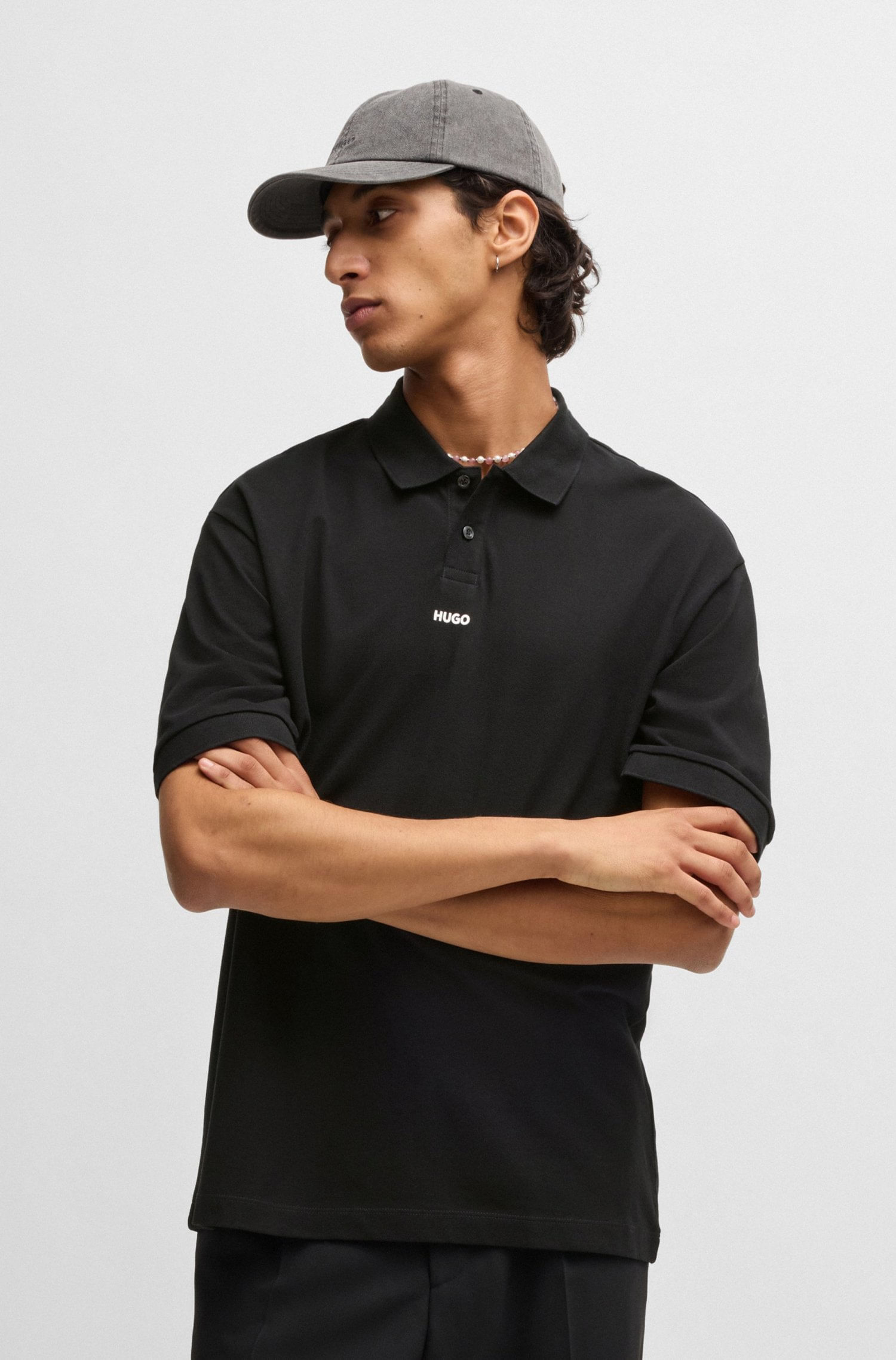 POLERA DE PIQUÉ DE ALGODÓN CON LOGO ESTAMPADO POLO RELAXED FIT HOMBRE