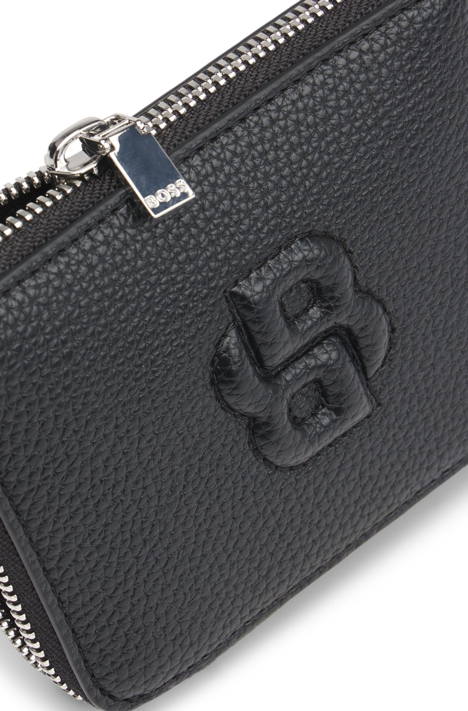 BILLETERA PEQUEÑA GRANULADA CON MONOGRAMA DOUBLE B BILLETERA MUJER