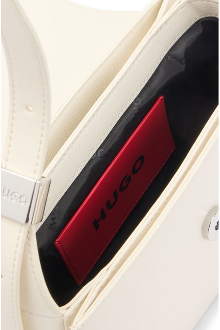 BOLSO BANDOLERA DE PIEL SINTÉTICA CON LOGO METÁLICO BOLSO MUJER