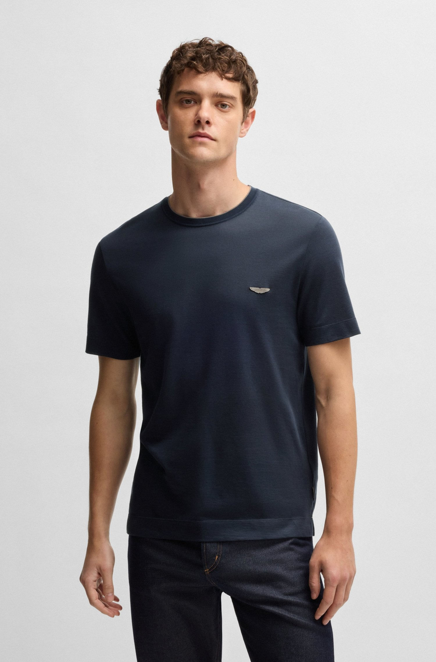 POLERA BOSS X ASTON MARTIN DE ALGODÓN, LINO Y SEDA PLAYERA REGULAR FIT HOMBRE