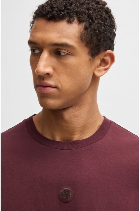 POLERA DE ALGODÓN ELÁSTICO CON MONOGRAMA DOUBLE B PLAYERA RELAXED FIT HOMBRE