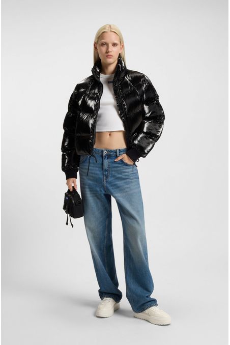 POLERA SLIM FIT DE ALGODÓN ELÁSTICO CON INSIGNIA DE LOGO PLAYERA SLIM FIT MUJER