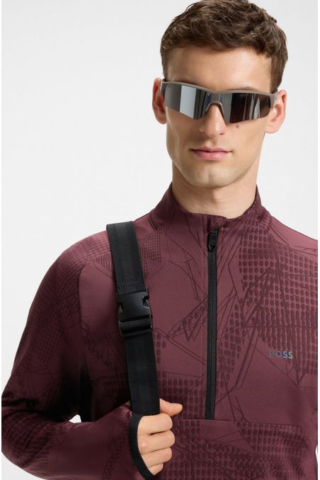 POLERON CON CUELLO CON CREMALLERA EN TEJIDO ELÁSTICO ACTIVO EN JACQUARD SUDADERA REGULAR FIT HOMBRE