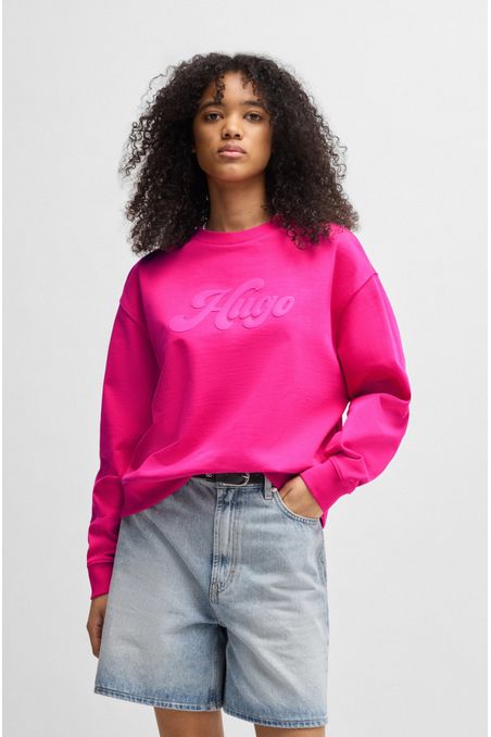 POLERON REGULAR FIT DE ALGODÓN CON LOGO RETRO SUDADERA REGULAR FIT MUJER