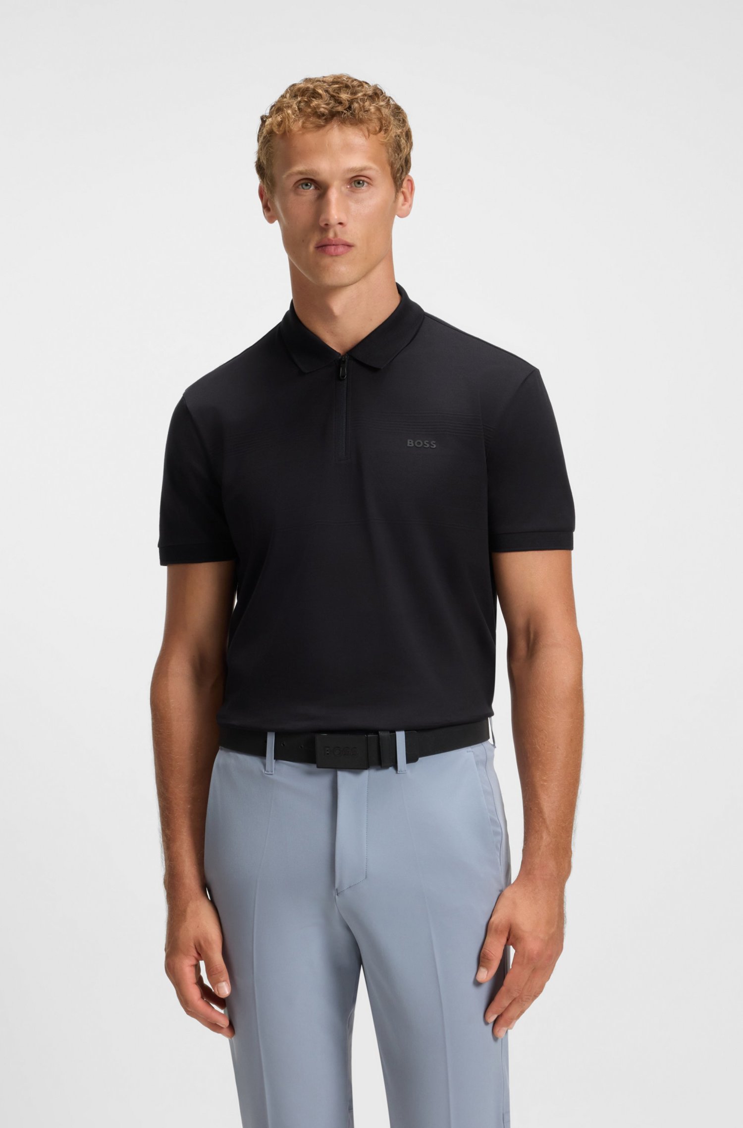 POLO DE ALGODÓN ESTRUCTURADO CON CUELLO CON CREMALLERA POLO REGULAR FIT HOMBRE