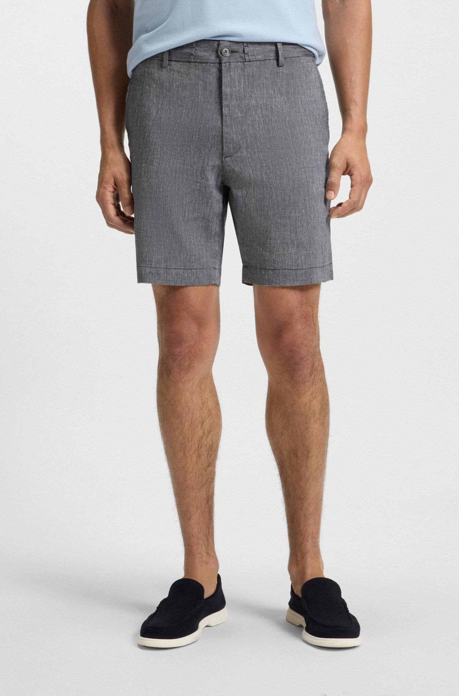 SHORTS REGULAR FIT EN MEZCLA DE LINO CON CORDÓN EN LA CINTURA SHORTS REGULAR FIT HOMBRE