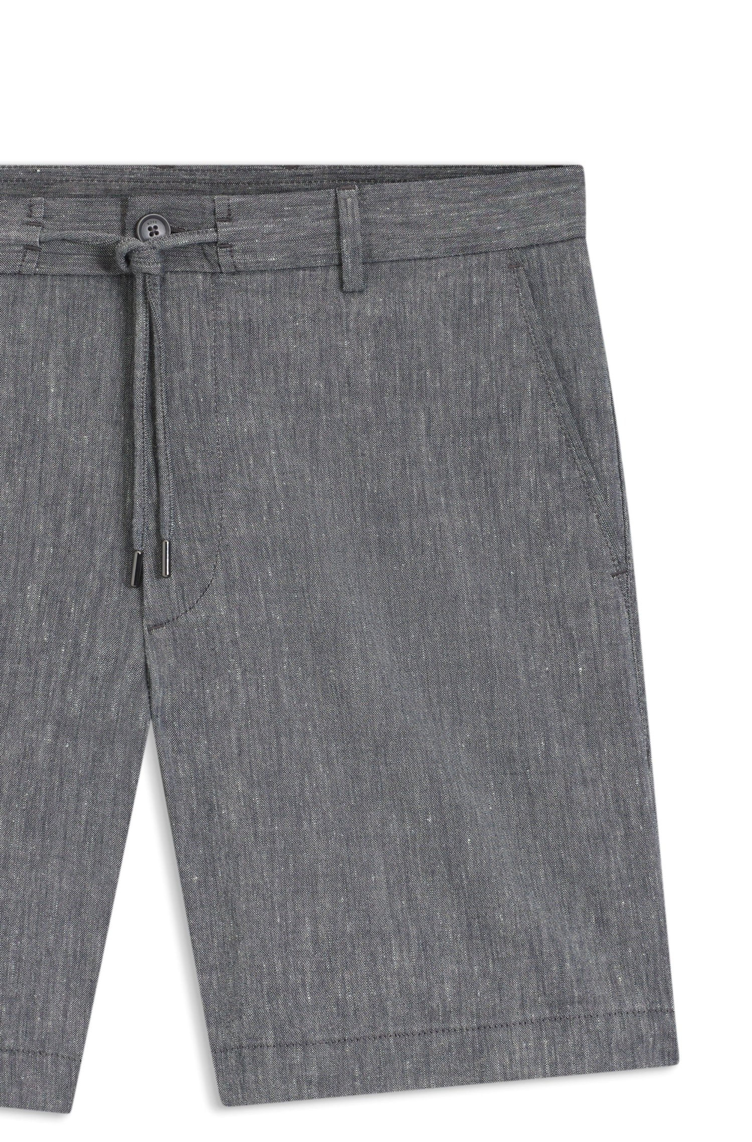 SHORTS REGULAR FIT EN MEZCLA DE LINO CON CORDÓN EN LA CINTURA SHORTS REGULAR FIT HOMBRE
