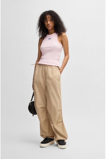 TOP DE TIRANTES DE ALGODÓN ELÁSTICO DE CANALÉ CON INSIGNIA DE LOGO TOP SLIM FIT MUJER