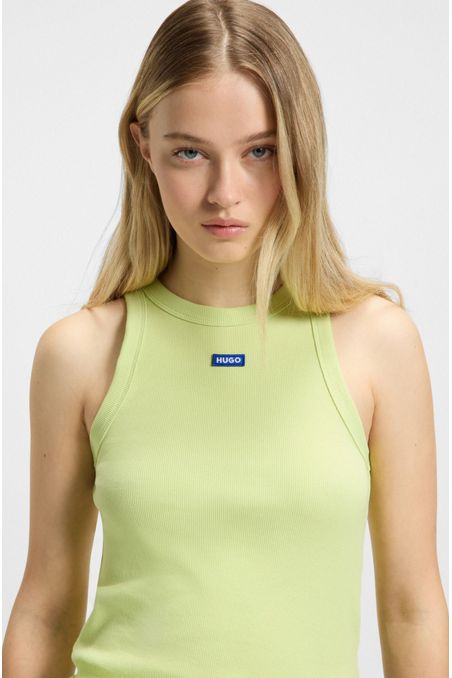 TOP DE TIRANTES DE ALGODÓN ELÁSTICO DE CANALÉ CON INSIGNIA DE LOGO TOP SLIM FIT MUJER