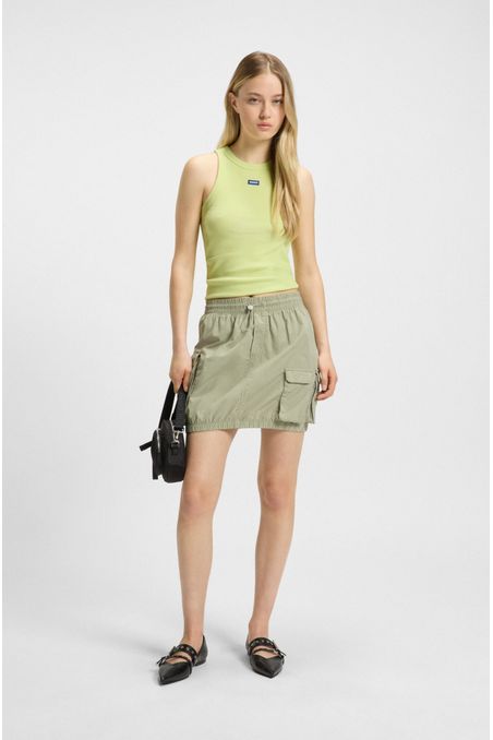 TOP DE TIRANTES DE ALGODÓN ELÁSTICO DE CANALÉ CON INSIGNIA DE LOGO TOP SLIM FIT MUJER