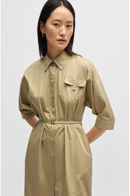 VESTIDO CAMISERO RELAXED FIT DE ALGODÓN ELÁSTICO VESTIDO BUSINESS RELAXED FIT MUJER