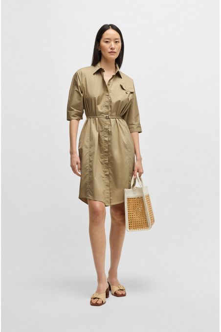 VESTIDO CAMISERO RELAXED FIT DE ALGODÓN ELÁSTICO VESTIDO BUSINESS RELAXED FIT MUJER