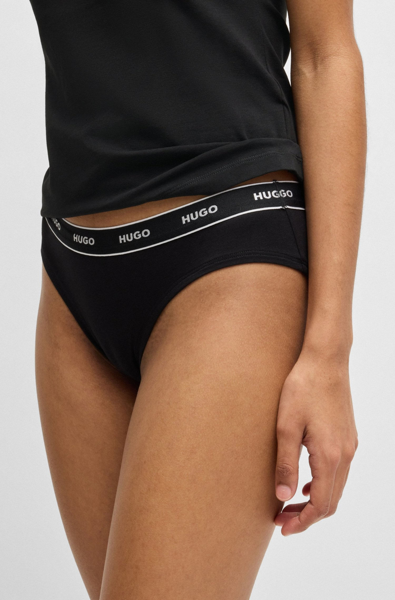 PAQUETE DE TRES BÓXER CORTO SLIP DE ALGODÓN ELÁSTICO CON LOGOS EN LA CINTURA CALZONCILLOS MUJER