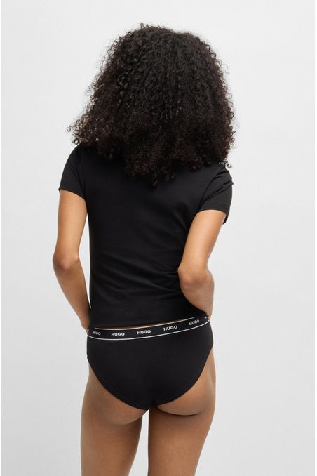 PAQUETE DE TRES BÓXER CORTO SLIP DE ALGODÓN ELÁSTICO CON LOGOS EN LA CINTURA CALZONCILLOS MUJER