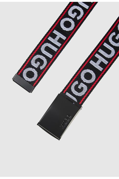 CINTURÓN DE PIEL LISA CON LOGOS APILADOS ESTAMPADOS CINTURÓN CASUAL HOMBRE