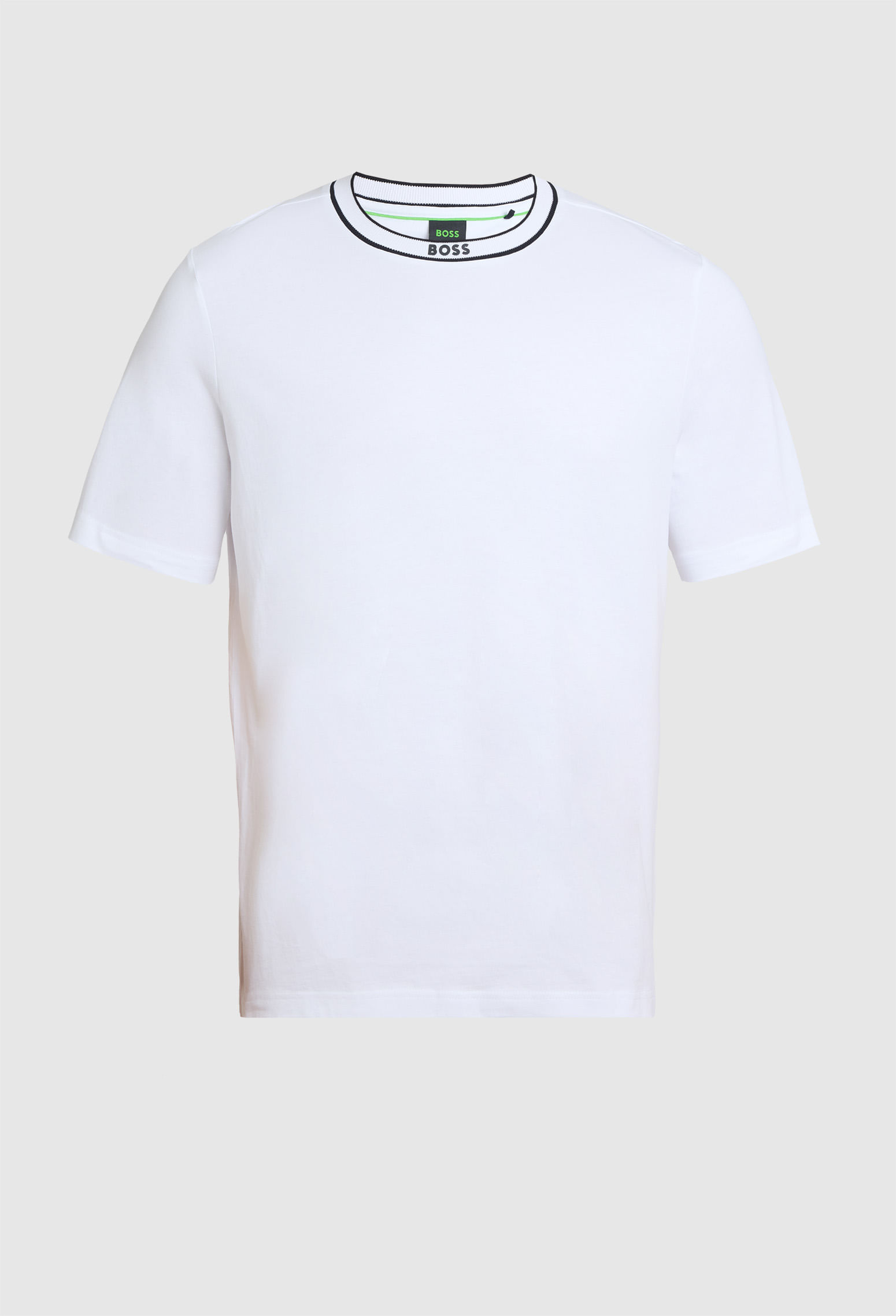 CAMISETA REGULAR FIT DE ALGODÓN FLAMEADO CON DETALLE DE LOGO PLAYERA REGULAR FIT HOMBRE