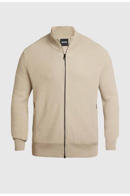 CÁRDIGAN DE PUNTO CON CREMALLERA Y RAYAS CON MICROESTRUCTURA CARDIGAN REGULAR FIT HOMBRE