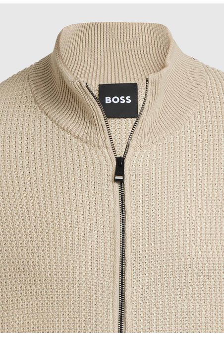 CÁRDIGAN DE PUNTO CON CREMALLERA Y RAYAS CON MICROESTRUCTURA CARDIGAN REGULAR FIT HOMBRE