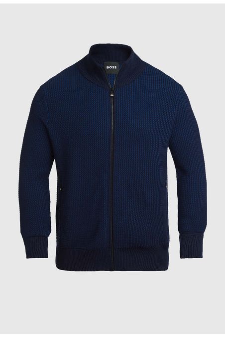 CÁRDIGAN DE PUNTO CON CREMALLERA Y RAYAS CON MICROESTRUCTURA CARDIGAN REGULAR FIT HOMBRE