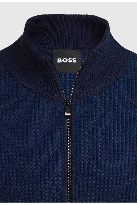 CÁRDIGAN DE PUNTO CON CREMALLERA Y RAYAS CON MICROESTRUCTURA CARDIGAN REGULAR FIT HOMBRE