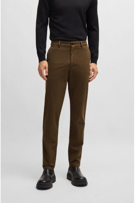 PANTALONES SLIM FIT DE ALGODÓN ESTRUCTURADO PANTALONES CASUALES SLIM FIT HOMBRE