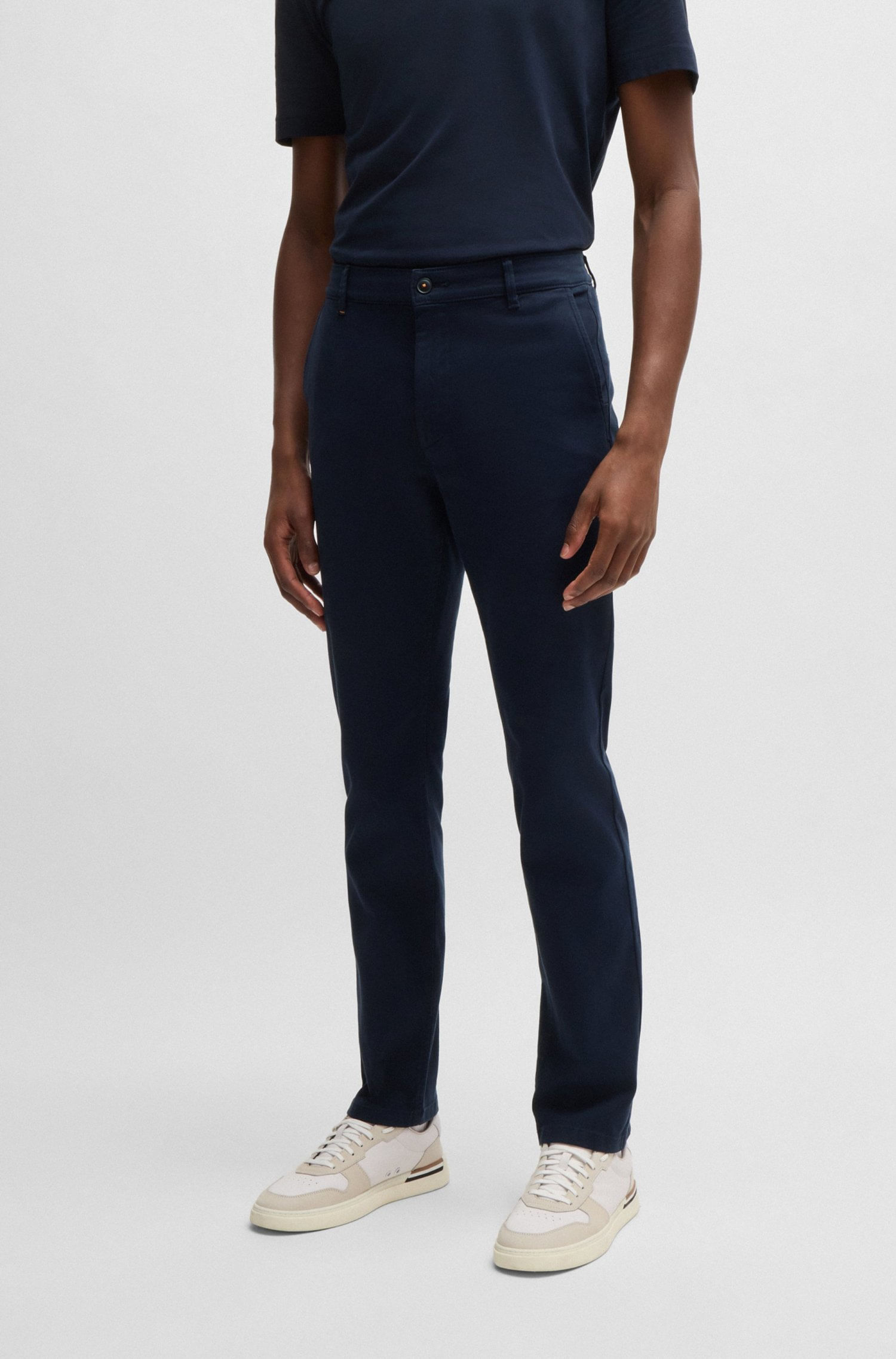 PANTALONES SLIM FIT EN SARGA DE ALGODÓN ELÁSTICO PANTALONES CASUALES SLIM FIT HOMBRE