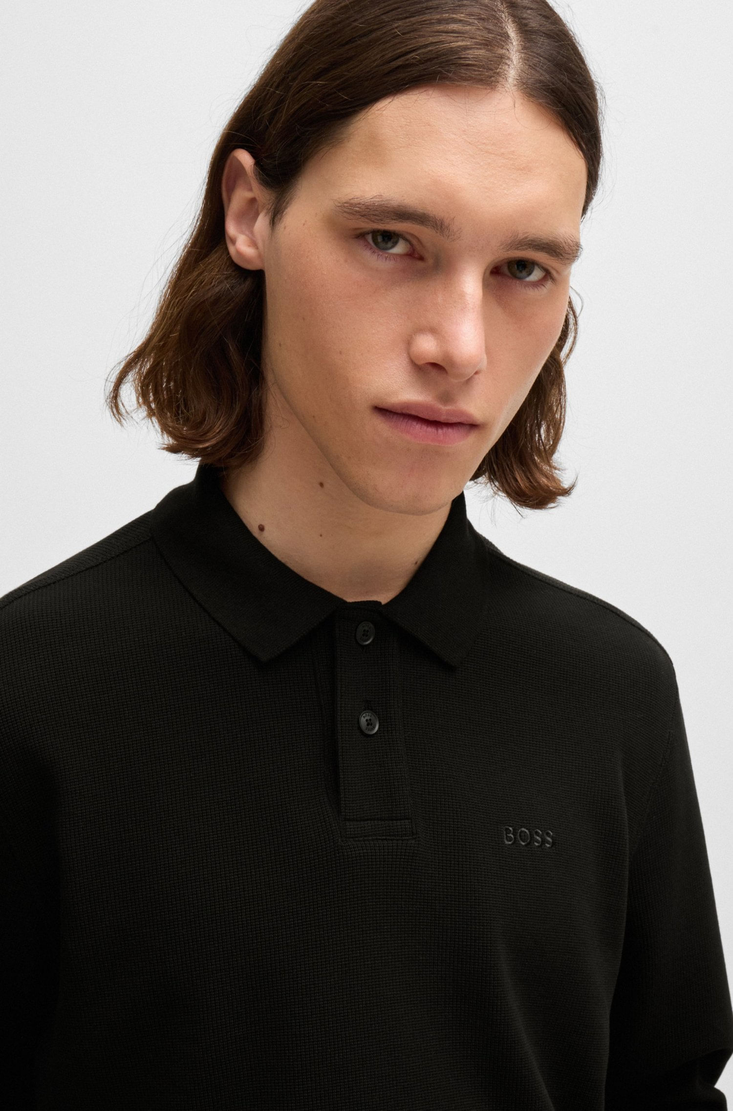 POLO DE ALGODÓN ELÁSTICO CON ESTRUCTURA DE REJILLA POLO REGULAR FIT HOMBRE