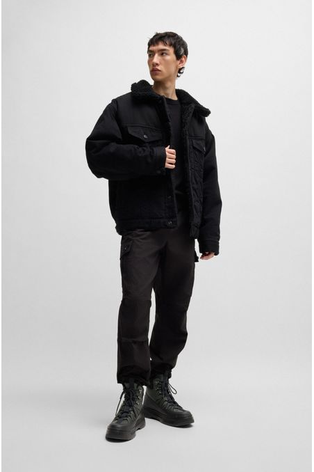 BOTAS DE PIEL CON APLIQUES DE TELA Y CORDONES DE ESTILO MONTAÑERO TENIS HOMBRE